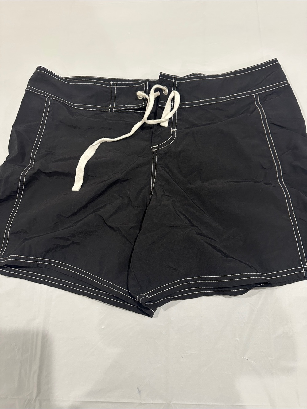Black Swim Shorts with White Contrast Drawstring